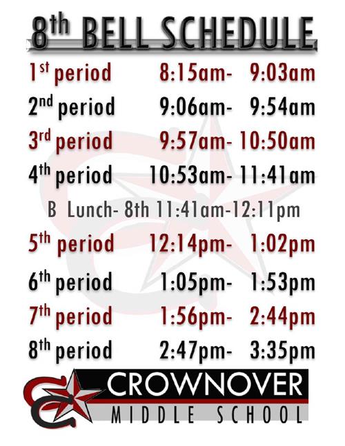 8th grade schedule